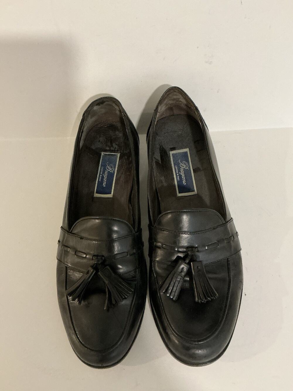 Bragano Mens Black Leather Italian Tassel Loafer Shoes Size 11 M